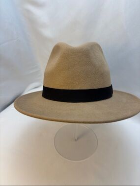 Furtalk Women’s/Unisex SzM 100% Australian Wool Tan Fedora With Black Band #510